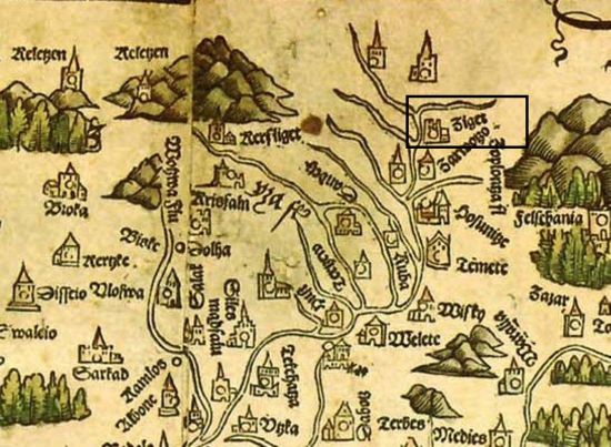 Prima harta pe care apare Sighetul Tabula hungariae de Lazar Deak 1528